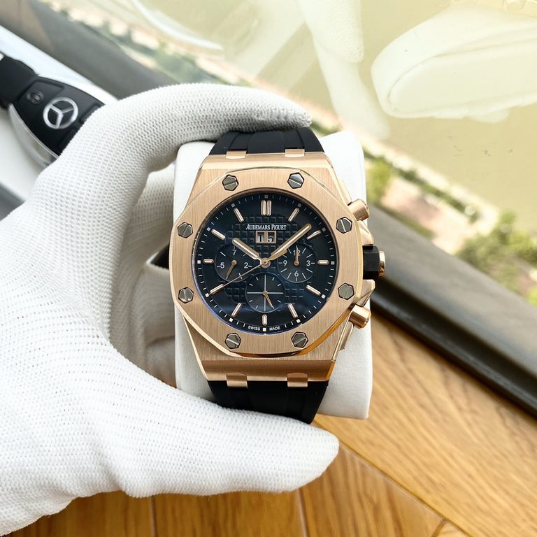 Audemars Piguet - AP  Royal Oak Multifunction Men's Watch Automatic Mechanical Movement 316 stainless steel case Mineral Super Glass Imported Rubber Strap Diameter 43mm Thickness 12mm BST Actual Photos The watch represen