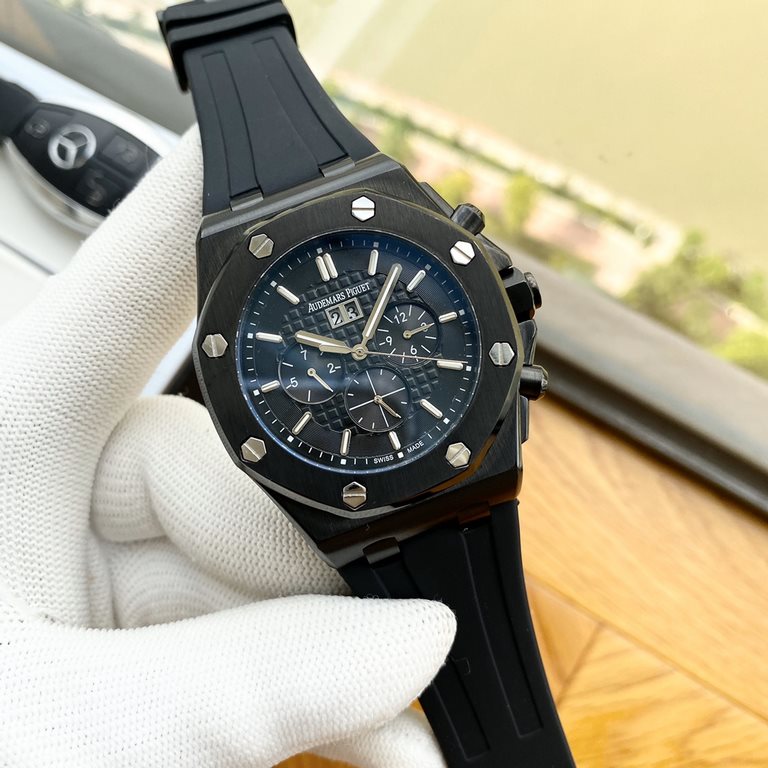 Audemars Piguet - AP  Royal Oak Multifunction Men's Watch Automatic Mechanical Movement 316 stainless steel case Mineral Super Glass Imported Rubber Strap Diameter 43mm Thickness 12mm BST Actual Photos The watch represen