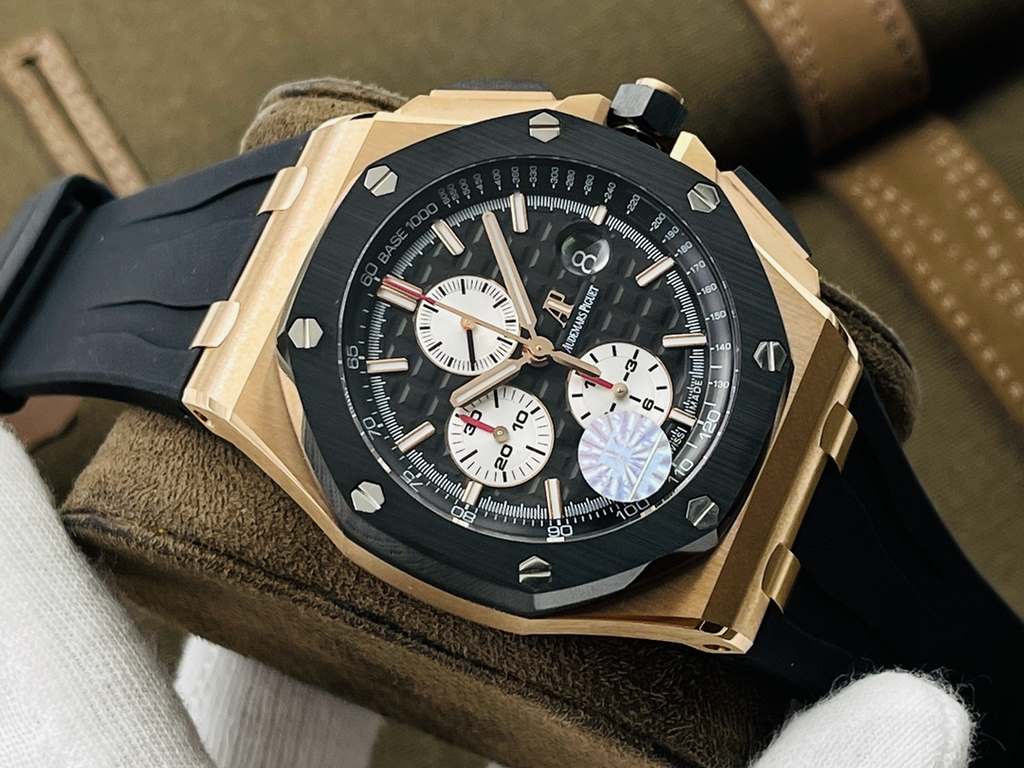 JF Factory2021 Recommended] V3 upgraded version The highest replica A.P26400 Royal Oak on the market! Audemars Piguet A.P26400 Royal Oak!1  gold case ceramic ring material!2 Diameter 44mm!3 Powered by replica original Ca