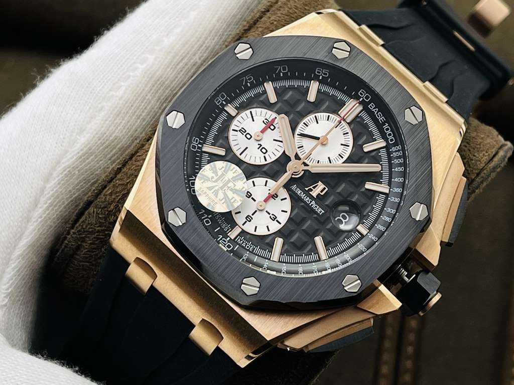 JF Factory2021 Recommended] V3 upgraded version The highest replica A.P26400 Royal Oak on the market! Audemars Piguet A.P26400 Royal Oak!1  gold case ceramic ring material!2 Diameter 44mm!3 Powered by replica original Ca