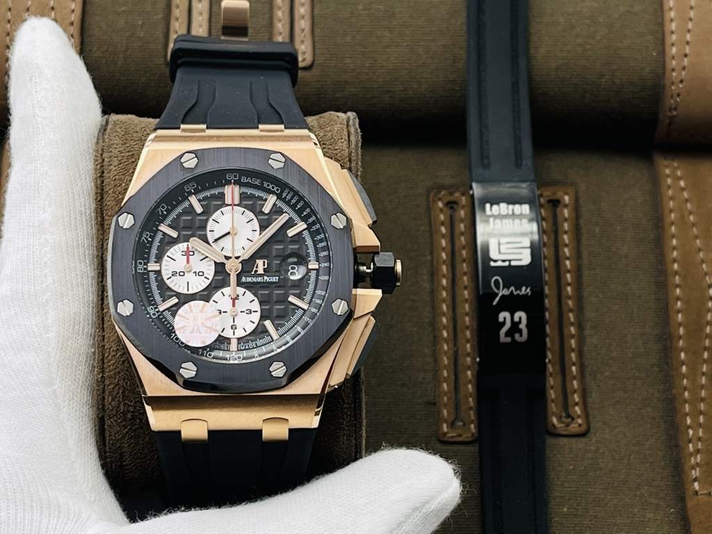 JF Factory2021 Recommended] V3 upgraded version The highest replica A.P26400 Royal Oak on the market! Audemars Piguet A.P26400 Royal Oak!1  gold case ceramic ring material!2 Diameter 44mm!3 Powered by replica original Ca