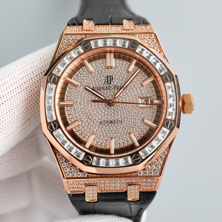 AP Audemars Piguet is a real man should take Audemars Piguet Own AP, brand new ring mouth with T-square pave diamond ring, using the imported Citizen to change the 324 machine Automatic mechanical men's watch, ultra-luxu