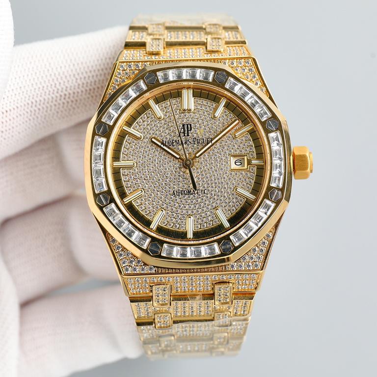 AP Audemars Piguet is a real man should take Audemars Piguet Own AP, brand new ring mouth with T-square pave diamond ring, using the imported Citizen to change the 324 machine Automatic mechanical men's watch, ultra-luxu