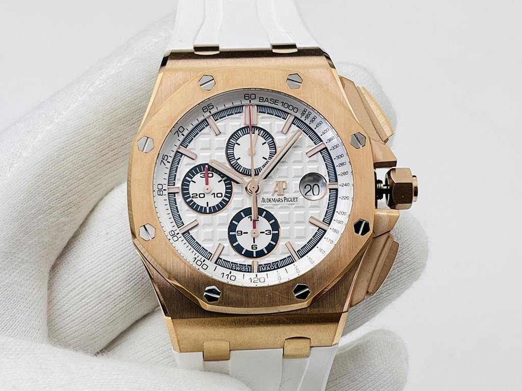 JF Factory recommends the V2 upgrade of the A.P. Royal Oak. Audemars Piguet Royal Oak!1  all gold case cover!2 Diameter 44mm!3 Powered by replica original CaL.3126 movement!A superb replica of the finest version on the m