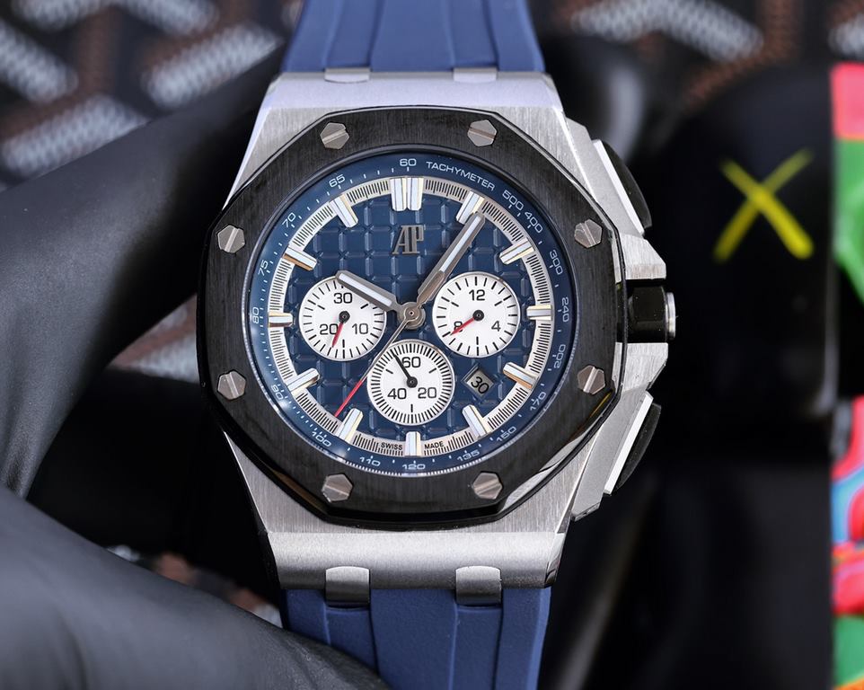 Audemars Piguet AP Royal Oak Coated glass Size 42mm14mm Water-resistant Tape with AP Original pin buckle Automatic mechanical movement Movement Octagonal brushed steel case with mesh face Cold and hegemonic A different k