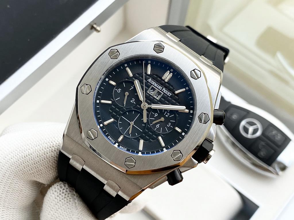 Audemars Piguet - AP  Royal Oak Multifunction Men's Watch Automatic Mechanical Movement 316 stainless steel case Mineral Super Glass Imported Rubber Strap Diameter 43mm Thickness 12mm BST Actual Photos The watch represen