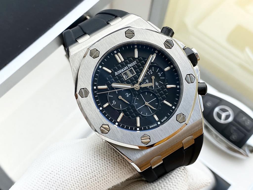 Audemars Piguet - AP  Royal Oak Multifunction Men's Watch Automatic Mechanical Movement 316 stainless steel case Mineral Super Glass Imported Rubber Strap Diameter 43mm Thickness 12mm BST Actual Photos The watch represen