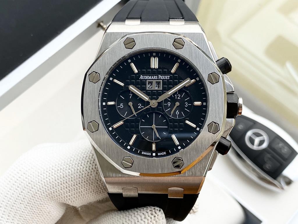 Audemars Piguet - AP  Royal Oak Multifunction Men's Watch Automatic Mechanical Movement 316 stainless steel case Mineral Super Glass Imported Rubber Strap Diameter 43mm Thickness 12mm BST Actual Photos The watch represen