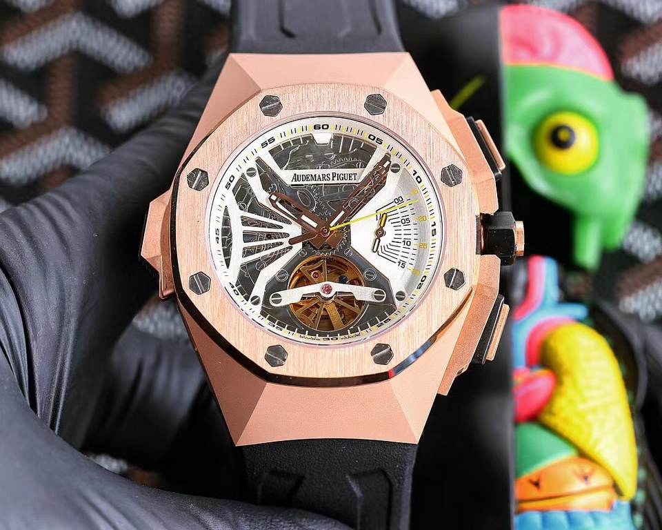 Audemars Piguet AP   coated glass  47mm15mm   waterproof rubber strap with original buckle   fully automatic mechanical movement   octagonal brushed steel case with lattice facet   cool and domineering, no The same tough