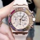 AP Women's! Royal Oak! Six-hand chronograph quartz movement! Sapphire scratch-resistant glass! Exquisite full diamond case cover! Imported rubber strap! New model on the market! The best of Audemars Piguet's women's clas