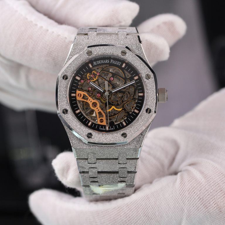 ][Rose][Rose]  Audemars Piguet Audemars Piguet has launched a new Royal Oak Double Balance Skeleton Frosted Gold watch, each with its own gem-set bezel in an iridescent design. The new models display a mastery of detail,