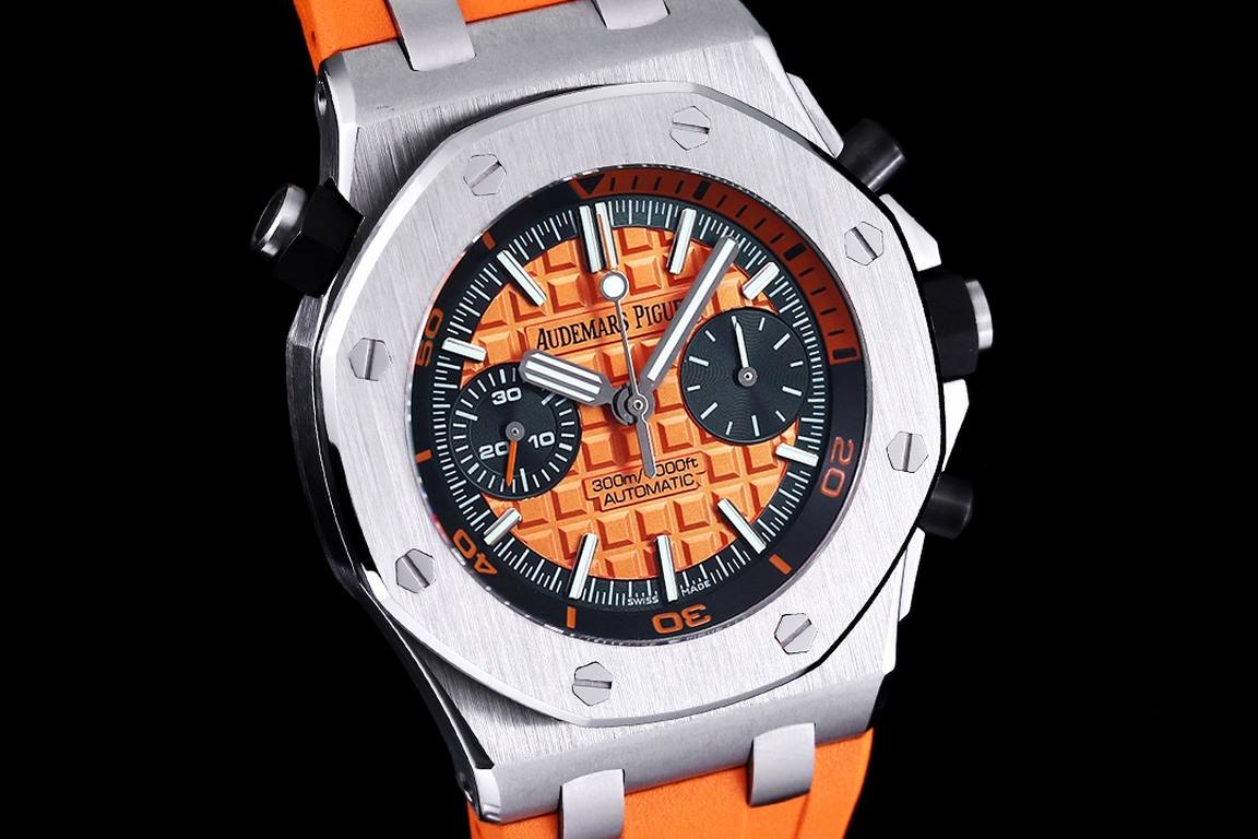 Uniform 1V2 version, live head grain, internal shadow can be bi-directional mobilization, non-market ordinary version,     Audemars Piguet Royal Oak Series FruitsModel 26703 Running second chronograph automatic mechanica