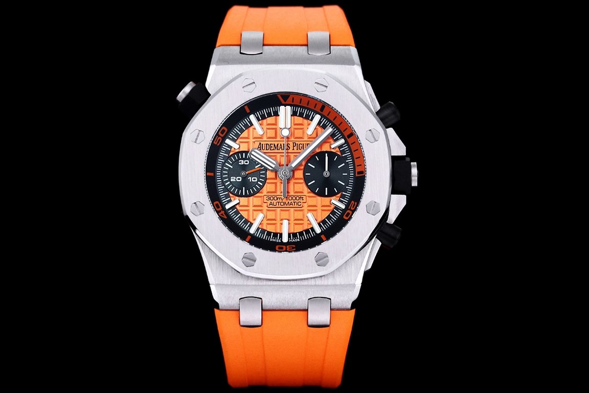 Uniform 1V2 version, live head grain, internal shadow can be bi-directional mobilization, non-market ordinary version,     Audemars Piguet Royal Oak Series FruitsModel 26703 Running second chronograph automatic mechanica