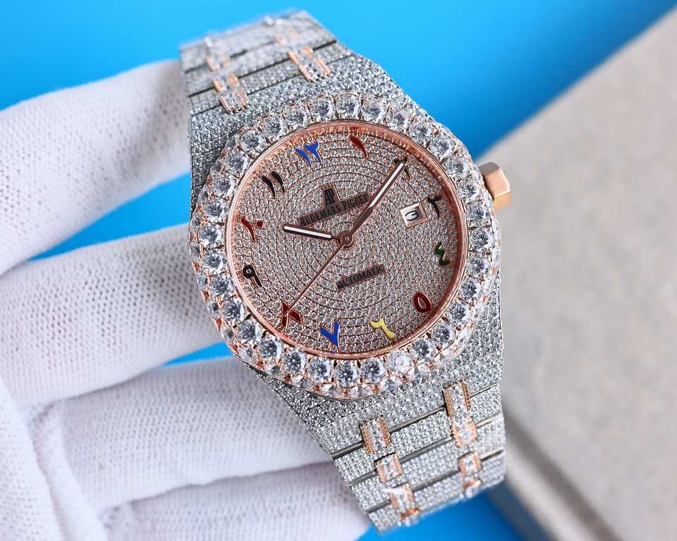 Large diamond-encrusted rimmed uniformAP Audemars Piguet A real man has to take Audemars Piguet Own AP, brand new bezel with large diamond-set bezel, using imported Citizen to change the 324 machine Automatic Mechanical 