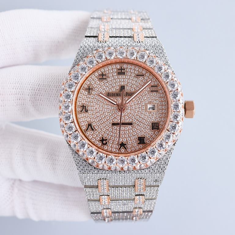 Large diamond-set bezel AP Audemars Piguet A real man has to take Audemars Piguet Own AP, brand new bezel with a large ring with diamonds, using imported Citizen to change the 324 machine Automatic Mechanical Men's Watch