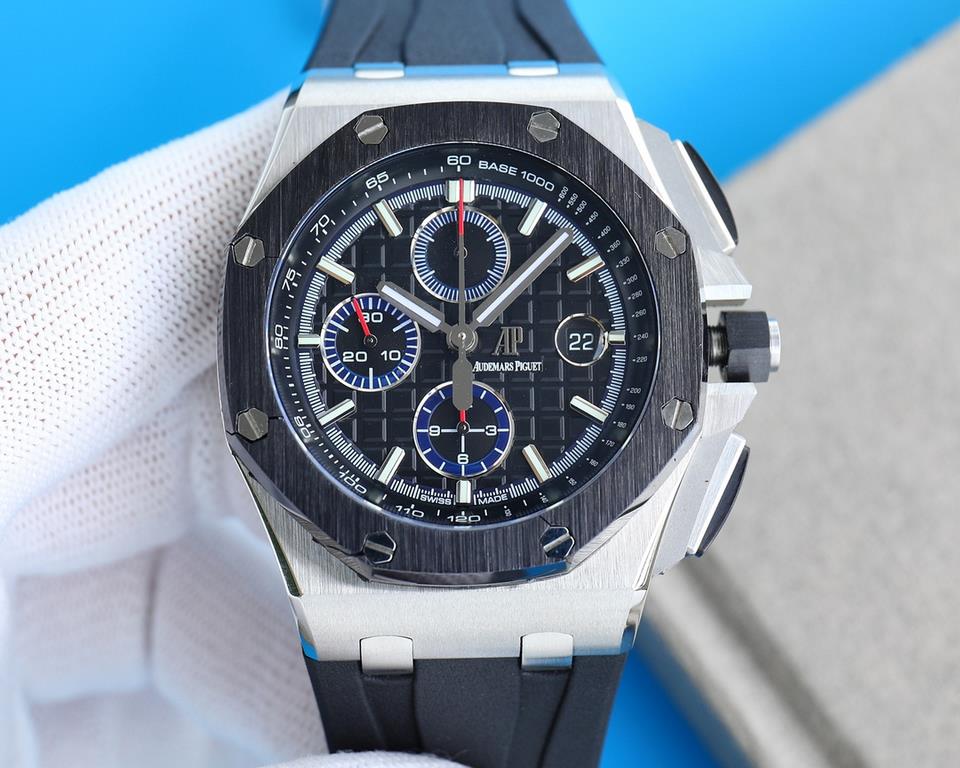 V2 version ceramic bezel   version     Audemars Piguet Royal Oak Offshore Limited Edition Multifunctional Chronograph Mechanical Watch V2 version upgraded calendar fonts, upgraded ceramic bezel, size 44MM17MM [bezel] bez