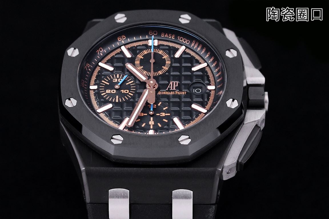 JF. Factory ceramic bezel   the highest version of the market     Audemars Piguet   Audemars Piguet Royal Oak Offshore Limited Edition Multifunctional Chronograph Mechanical Watch Size 44MM17MM 【Bezel】 bezel is the same 