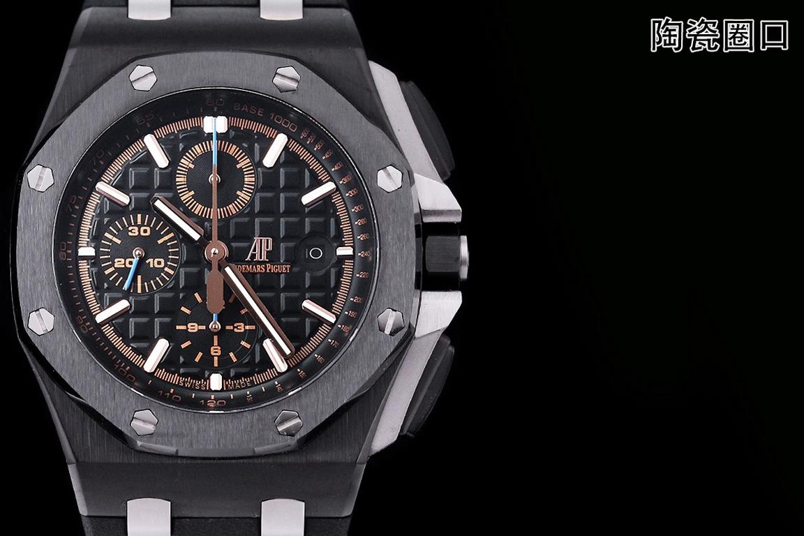 JF. Factory ceramic bezel   the highest version of the market     Audemars Piguet   Audemars Piguet Royal Oak Offshore Limited Edition Multifunctional Chronograph Mechanical Watch Size 44MM17MM 【Bezel】 bezel is the same 