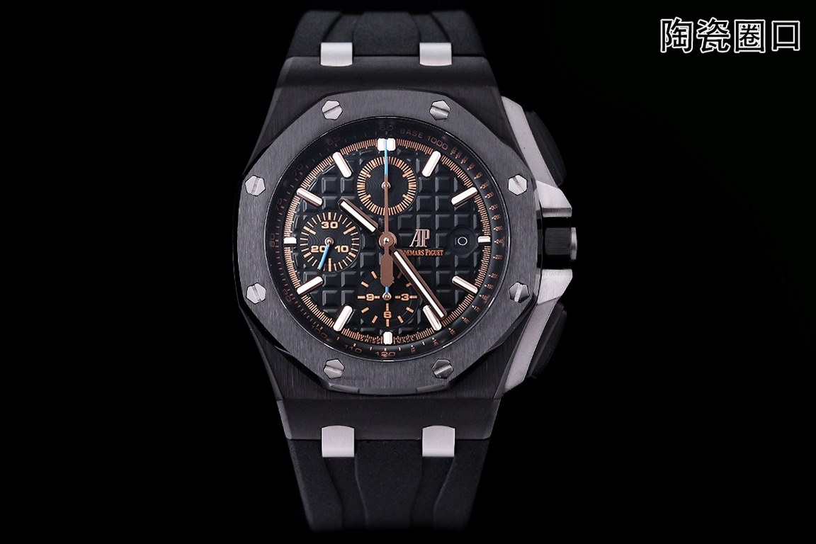 JF. Factory ceramic bezel   the highest version of the market     Audemars Piguet   Audemars Piguet Royal Oak Offshore Limited Edition Multifunctional Chronograph Mechanical Watch Size 44MM17MM 【Bezel】 bezel is the same 