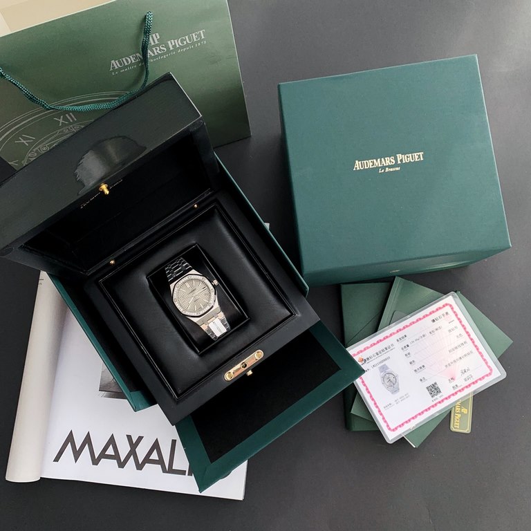 Wholesale box support Hong Kong, the United States direct mailWomen's Audemars Piguet Royal Oak shocked online Size 37mm Bezel inlaid with 40 VS1.7 natural diamonds Authoritative state inspection organization issued GTC 