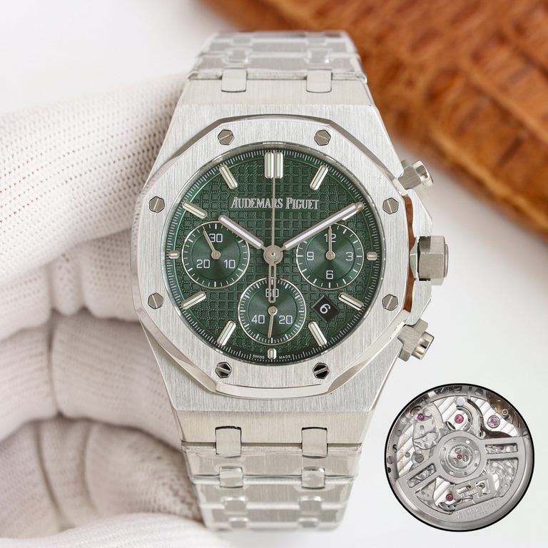 2023 New AP  Audemars Piguet Royal Oak Series new 26240 chronograph, using the same as the genuine (6-letter position small seconds Bottom-transparent movement Caliber4401 chronograph movement), with anti-glare sapphire 