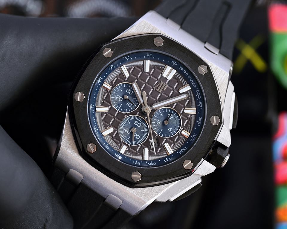 Audemars Piguet AP Royal Oak Coated glass Size 42mm14mm Water-resistant Tape with AP Original pin buckle Automatic mechanical movement Movement Octagonal brushed steel case with mesh face Cold and hegemonic A different k