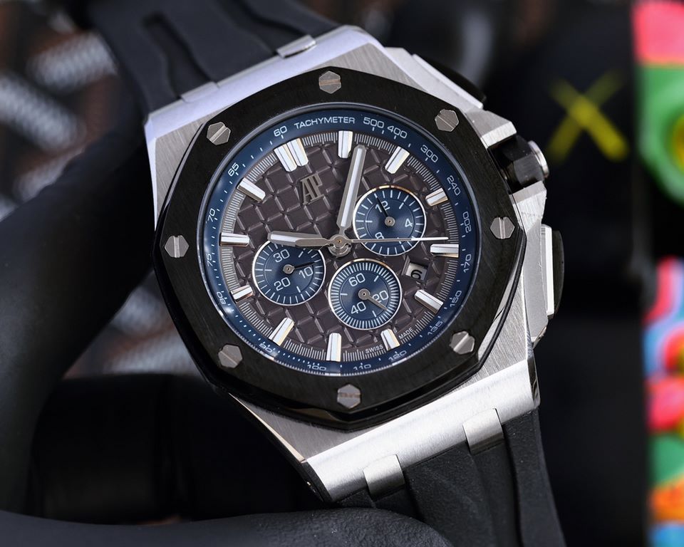 Audemars Piguet AP Royal Oak Coated glass Size 42mm14mm Water-resistant Tape with AP Original pin buckle Automatic mechanical movement Movement Octagonal brushed steel case with mesh face Cold and hegemonic A different k