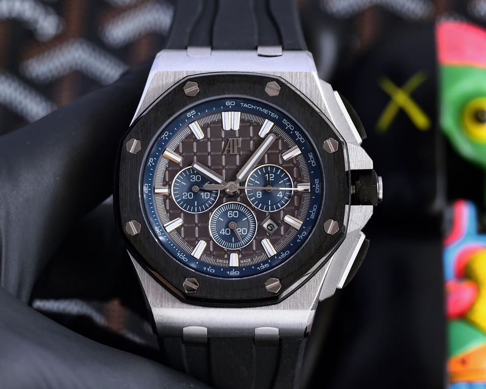 Audemars Piguet AP Royal Oak Coated glass Size 42mm14mm Water-resistant Tape with AP Original pin buckle Automatic mechanical movement Movement Octagonal brushed steel case with mesh face Cold and hegemonic A different k