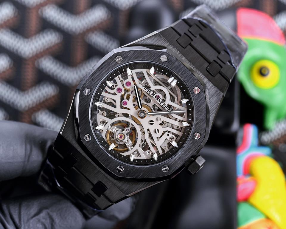 Audemars Piguet AP Royal Oak Coated glass Size 45mm12mm Stainless steel bracelet AP original buckle Automatic mechanical movement Superluminova Octagonal brushed steel case with skeletonized face Cold and hegemonic A dif