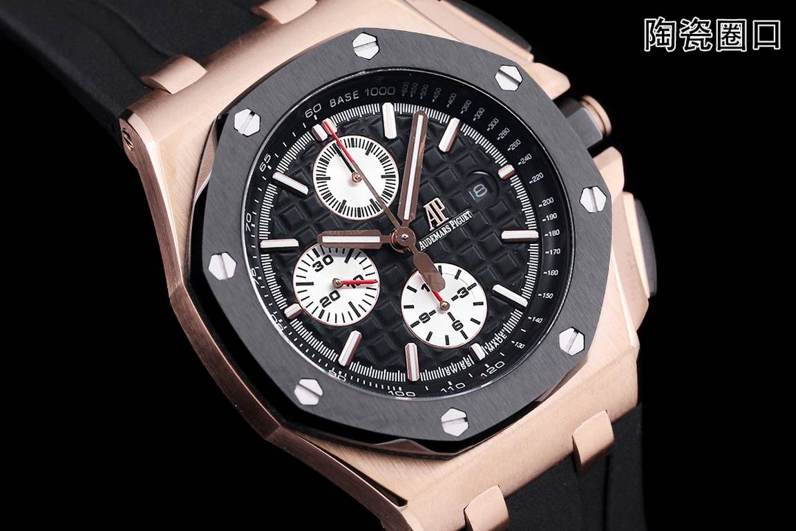 JF. Factory ceramic bezel   the highest version of the market     Audemars Piguet   Audemars Piguet Royal Oak Offshore Limited Edition Multifunctional Chronograph Mechanical Watch Size 44MM17MM 【Bezel】 bezel is the same 