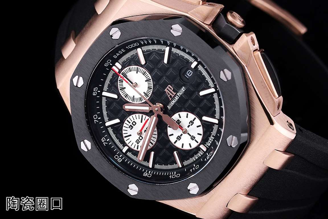 JF. Factory ceramic bezel   the highest version of the market     Audemars Piguet   Audemars Piguet Royal Oak Offshore Limited Edition Multifunctional Chronograph Mechanical Watch Size 44MM17MM 【Bezel】 bezel is the same 