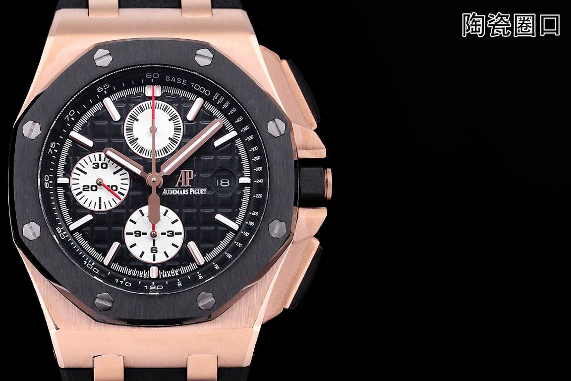 JF. Factory ceramic bezel   the highest version of the market     Audemars Piguet   Audemars Piguet Royal Oak Offshore Limited Edition Multifunctional Chronograph Mechanical Watch Size 44MM17MM 【Bezel】 bezel is the same 