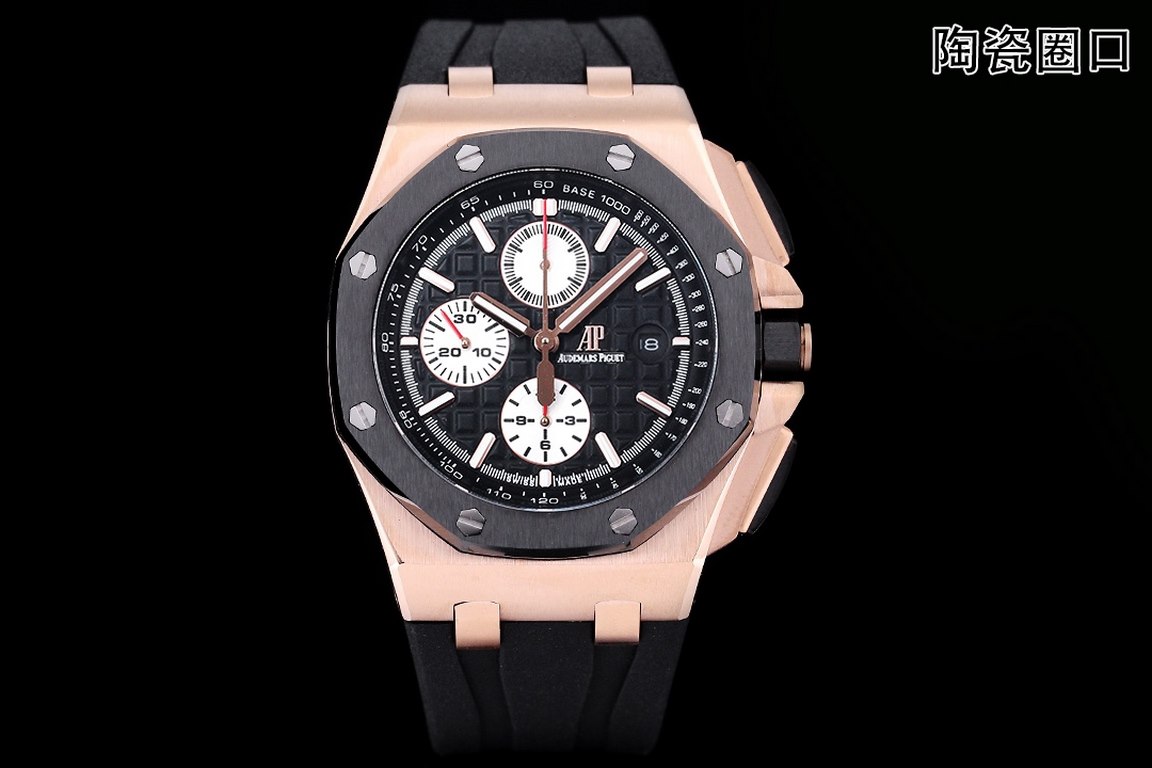 JF. Factory ceramic bezel   the highest version of the market     Audemars Piguet   Audemars Piguet Royal Oak Offshore Limited Edition Multifunctional Chronograph Mechanical Watch Size 44MM17MM 【Bezel】 bezel is the same 