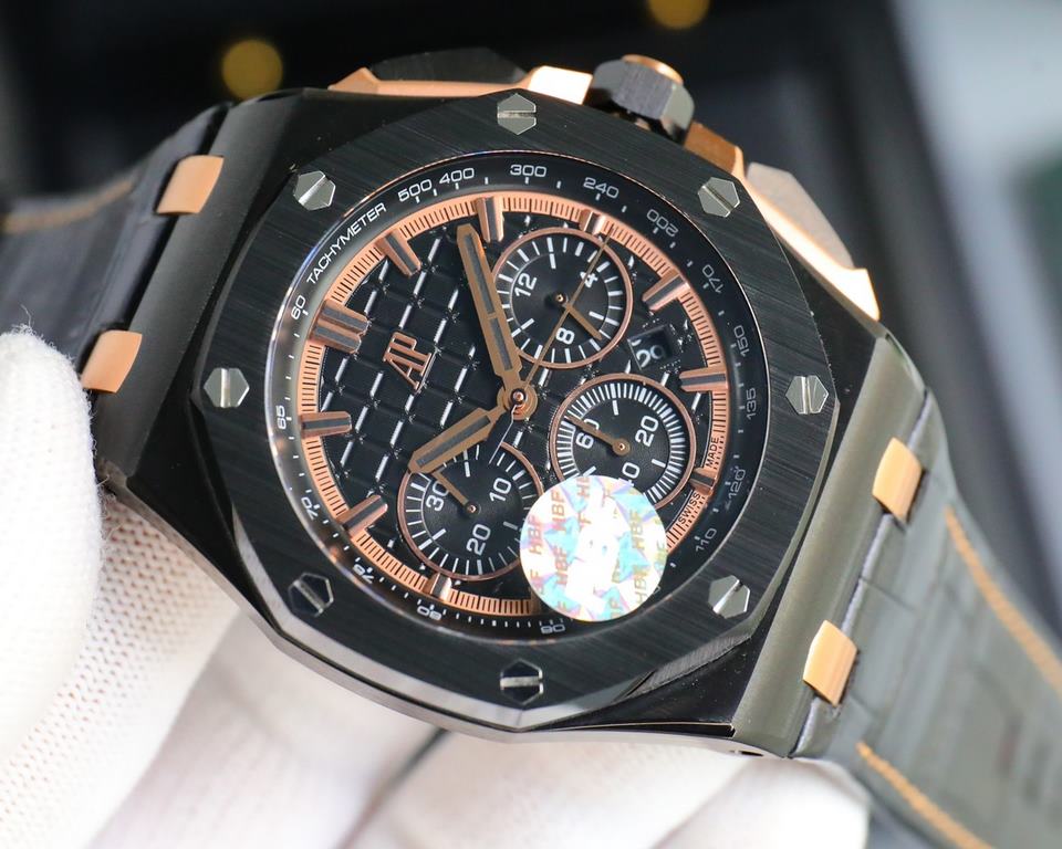 The same HBF latest Audemars Piguet, ceramic bezel   version     Audemars Piguet   Audemars Piguet Royal Oak Offshore Limited Edition Multifunctional Chronograph Mechanical Wristwatch Size 44MM17MM 【Bezel】 The bezel is t