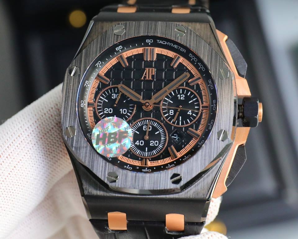 The same HBF latest Audemars Piguet, ceramic bezel   version     Audemars Piguet   Audemars Piguet Royal Oak Offshore Limited Edition Multifunctional Chronograph Mechanical Wristwatch Size 44MM17MM 【Bezel】 The bezel is t