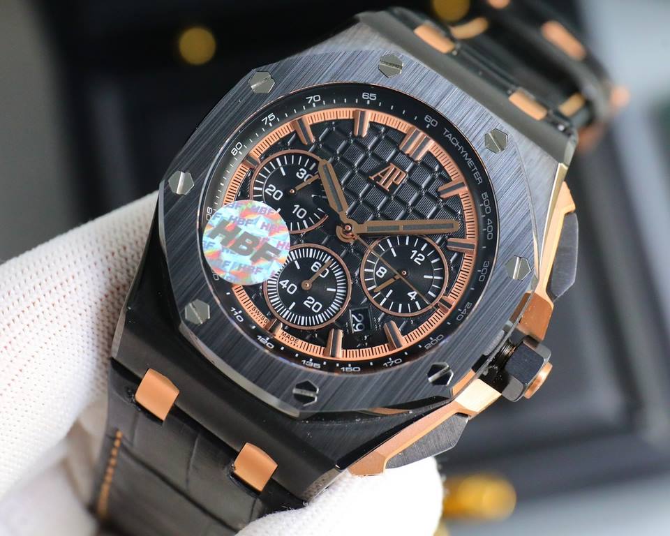 The same HBF latest Audemars Piguet, ceramic bezel   version     Audemars Piguet   Audemars Piguet Royal Oak Offshore Limited Edition Multifunctional Chronograph Mechanical Wristwatch Size 44MM17MM 【Bezel】 The bezel is t