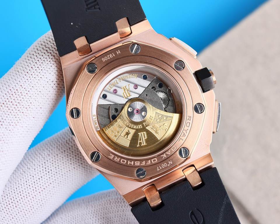 Audemars Piguet AP Royal Oak Coated glass Size 45mm14mm Water-resistant Tape with AP original pin buckle Automatic mechanical movement Superluminova Octagonal brushed steel case with mesh face Cold and hegemonic A differ