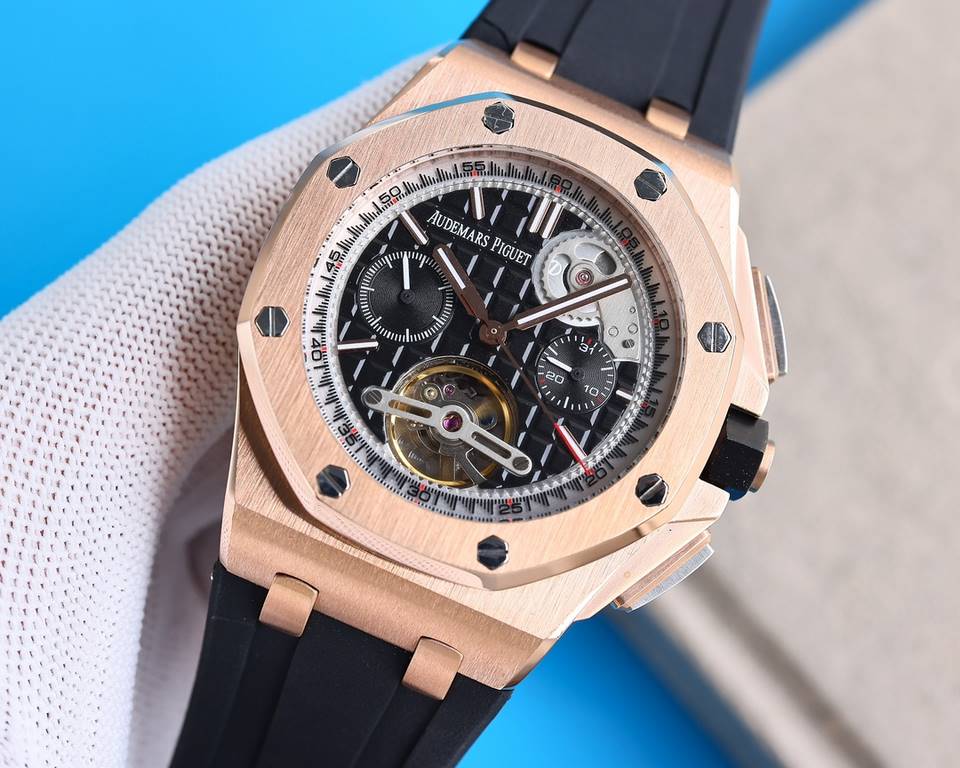 Audemars Piguet AP Royal Oak Coated glass Size 45mm14mm Water-resistant Tape with AP original pin buckle Automatic mechanical movement Superluminova Octagonal brushed steel case with mesh face Cold and hegemonic A differ