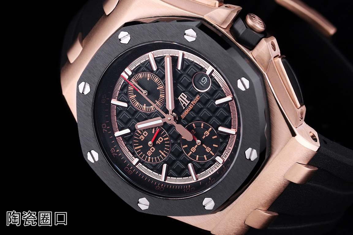 JF. Factory ceramic bezel   the highest version of the market     Audemars Piguet   Audemars Piguet Royal Oak Offshore Limited Edition Multifunctional Chronograph Mechanical Watch Size 44MM17MM 【Bezel】 bezel is the same 