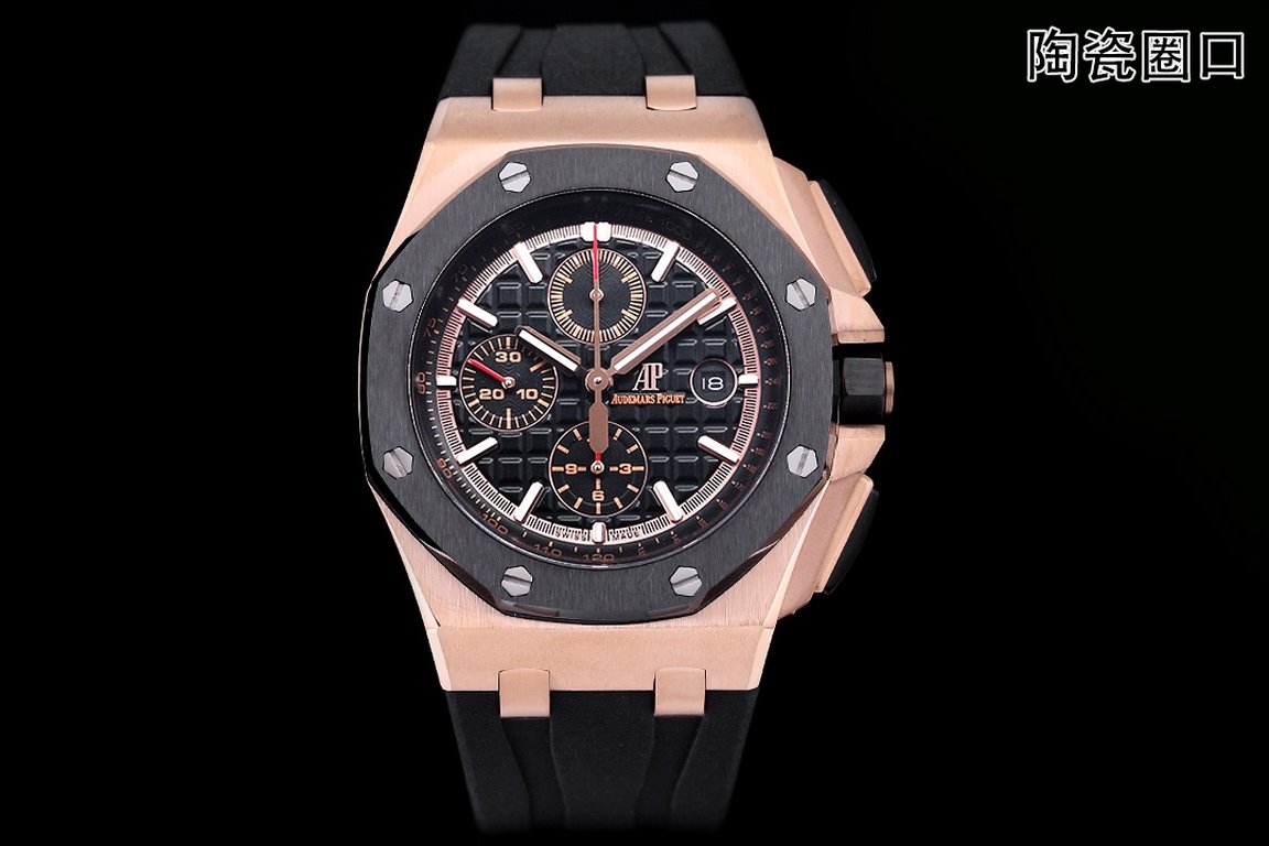 JF. Factory ceramic bezel   the highest version of the market     Audemars Piguet   Audemars Piguet Royal Oak Offshore Limited Edition Multifunctional Chronograph Mechanical Watch Size 44MM17MM 【Bezel】 bezel is the same 