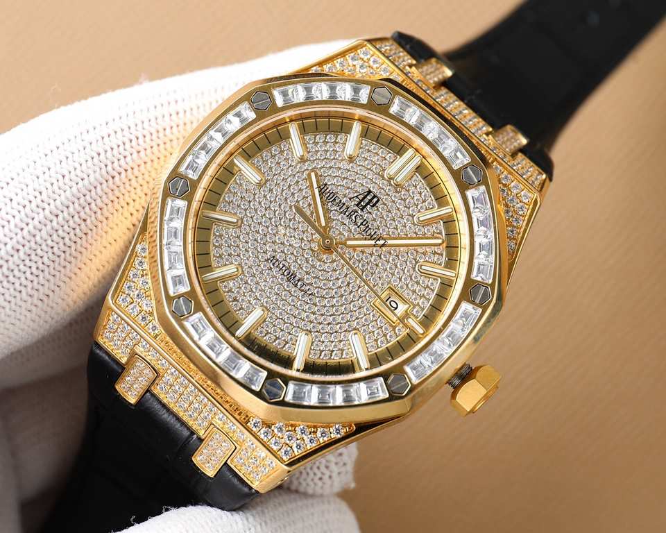 AP Audemars Piguet A real man should take Audemars Piguet With AP, new bezel with T-square diamond ring, using imported Citizen change 324 machine Automatic mechanical men's wristwatch, ultra-luxurious version Handmade f