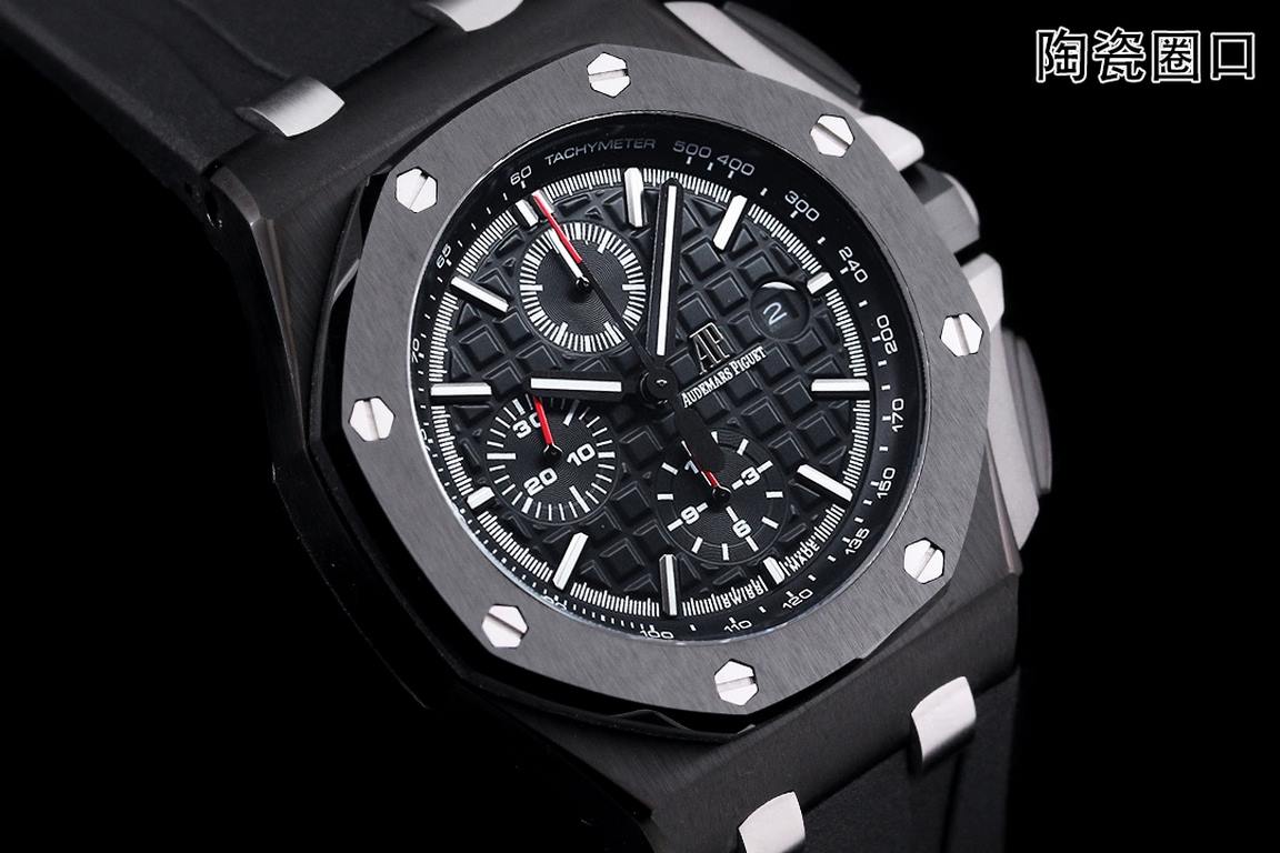 JF. Factory ceramic bezel   the highest version of the market     Audemars Piguet   Audemars Piguet Royal Oak Offshore Limited Edition Multifunctional Chronograph Mechanical Watch Size 44MM17MM 【Bezel】 bezel is the same 