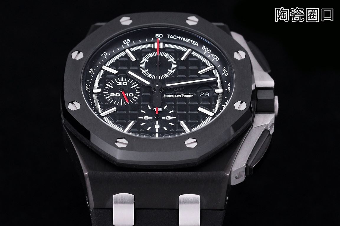 JF. Factory ceramic bezel   the highest version of the market     Audemars Piguet   Audemars Piguet Royal Oak Offshore Limited Edition Multifunctional Chronograph Mechanical Watch Size 44MM17MM 【Bezel】 bezel is the same 