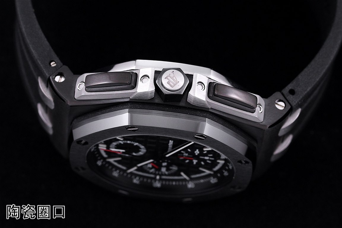 JF. Factory ceramic bezel   the highest version of the market     Audemars Piguet   Audemars Piguet Royal Oak Offshore Limited Edition Multifunctional Chronograph Mechanical Watch Size 44MM17MM 【Bezel】 bezel is the same 