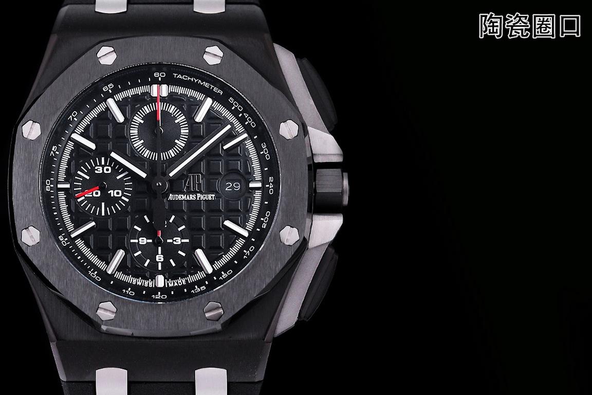 JF. Factory ceramic bezel   the highest version of the market     Audemars Piguet   Audemars Piguet Royal Oak Offshore Limited Edition Multifunctional Chronograph Mechanical Watch Size 44MM17MM 【Bezel】 bezel is the same 