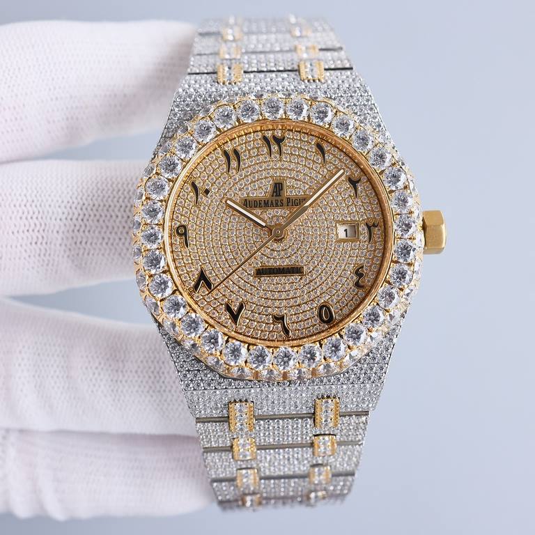 Large diamond-set bezel AP Audemars Piguet A real man has to take Audemars Piguet Own AP, brand new bezel with a large ring with diamonds, using imported Citizen to change the 324 machine Automatic Mechanical Men's Watch