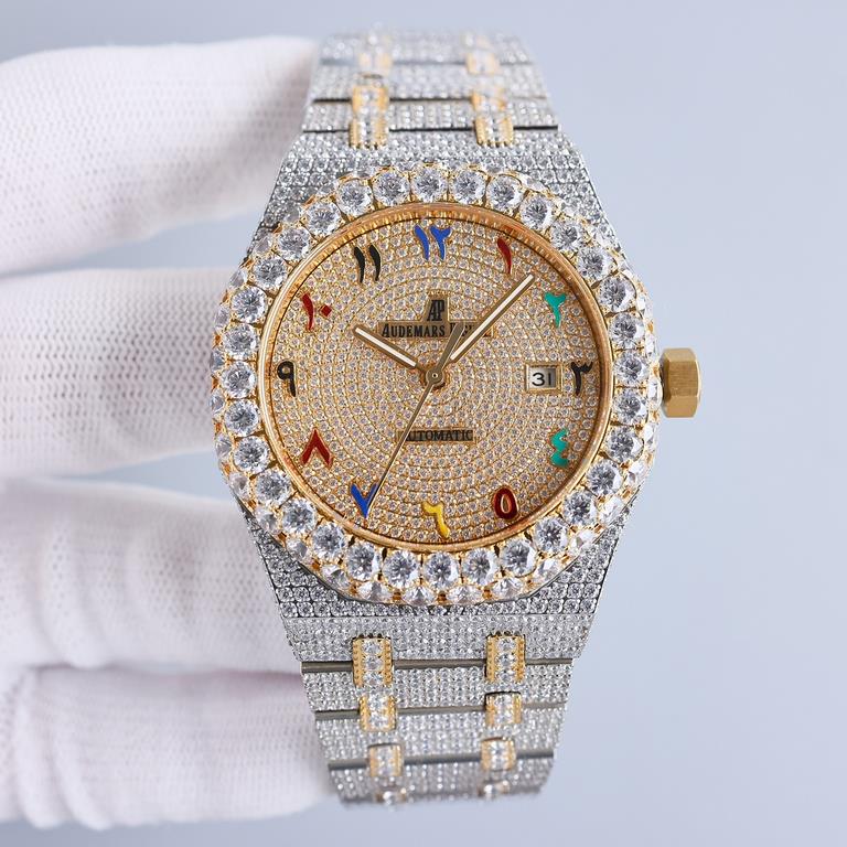 Large diamond-set bezel AP Audemars Piguet A real man has to take Audemars Piguet Own AP, brand new bezel with a large ring with diamonds, using imported Citizen to change the 324 machine Automatic Mechanical Men's Watch