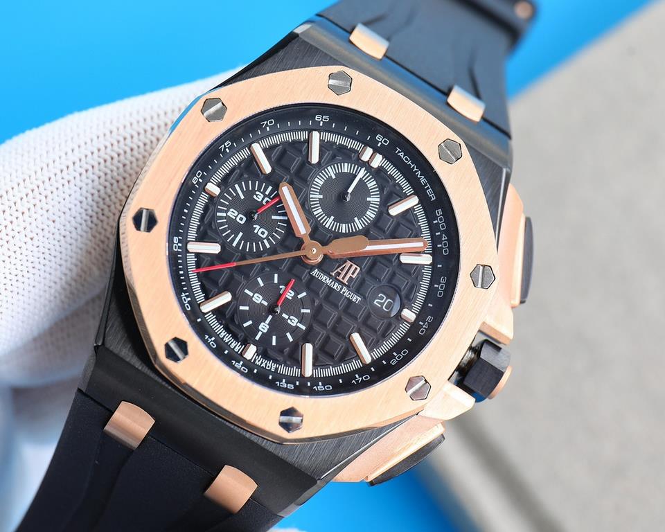 V2 version ceramic bezel   version     Audemars Piguet Royal Oak Offshore Limited Edition Multifunctional Chronograph Mechanical Watch V2 version upgraded calendar fonts, upgraded ceramic bezel, size 44MM17MM [bezel] bez