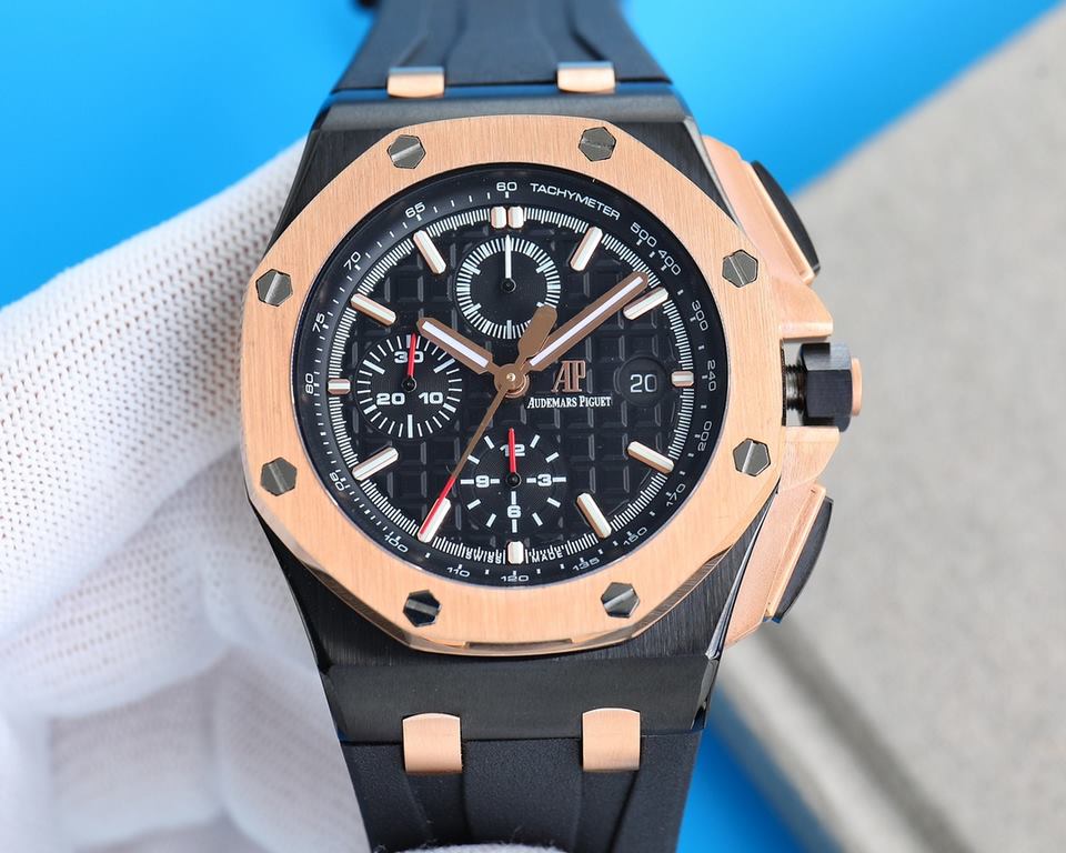 V2 version ceramic bezel   version     Audemars Piguet Royal Oak Offshore Limited Edition Multifunctional Chronograph Mechanical Watch V2 version upgraded calendar fonts, upgraded ceramic bezel, size 44MM17MM [bezel] bez