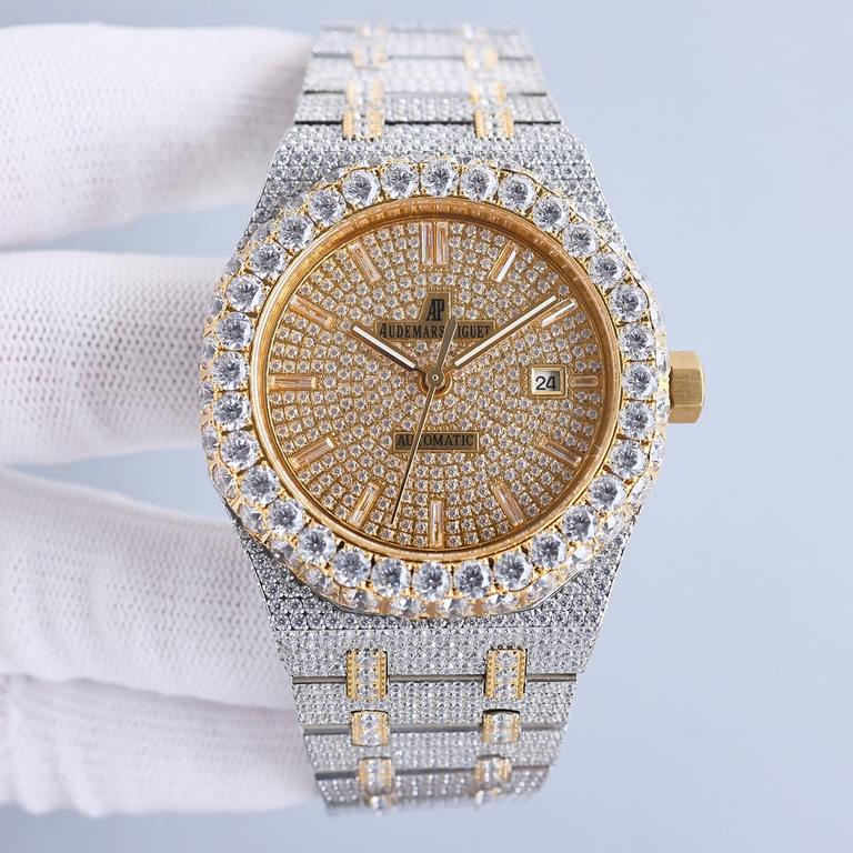 Large diamond-set bezel AP Audemars Piguet A real man has to take Audemars Piguet Own AP, brand new bezel with a large ring with diamonds, using imported Citizen to change the 324 machine Automatic Mechanical Men's Watch